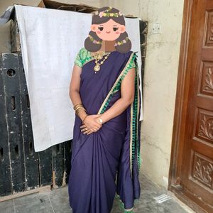 Ready To Wear Saree With Green Blouse