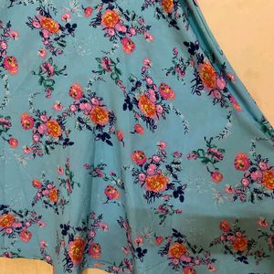 Sea Green Flowers Print Dress