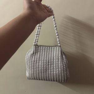 White Pearl Designer Hand Bag For Ladies