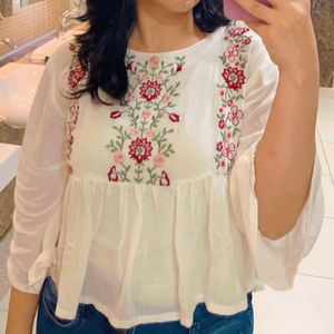 Floral Top With Design