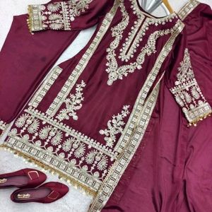 Maroon Satin Suit