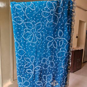 Sky blue Shaded Bandhani Saree (New)