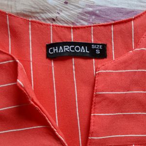 Striped Casual Pink Top By CHARCOAL designer