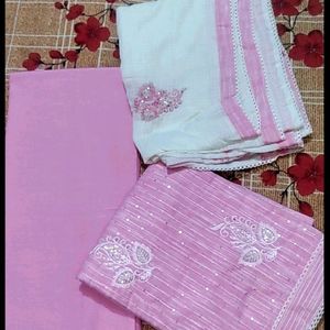 New Fine Pure Cotton Pink Suit Fabric