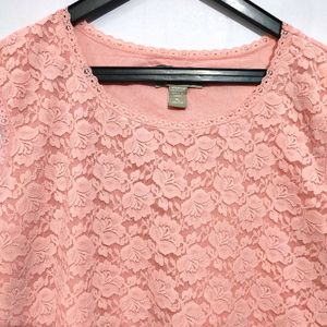 Pink Shell Lace Top