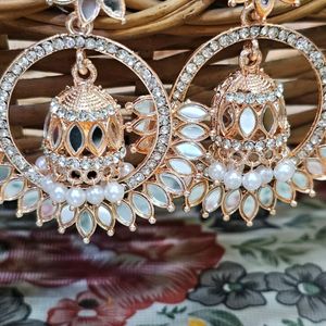 Rosegold Jhumki Chandbali Earrings