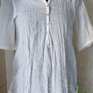 White Cotton Kurti Tops