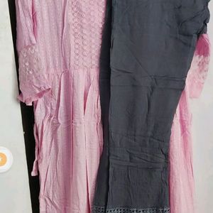 Pure Cotton Pink Kurta Set