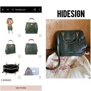 Hidesign crocodile leather green bag