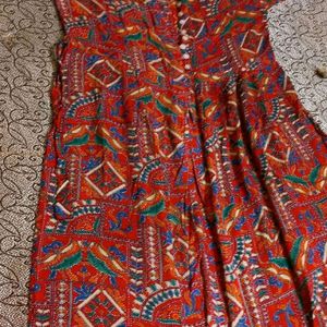 rayon print mandarin kurti