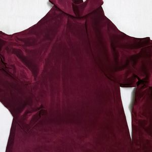 Cold Shoulder Designer Velvet Top