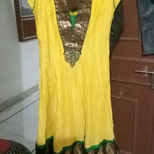 Yellow Anarkali Kurti.