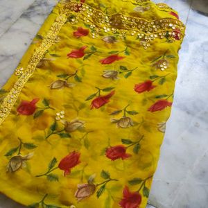 Yellow Beutiful Saree