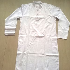 Men's White Cotton Blend Kurta