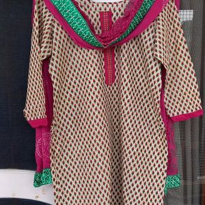 Stitched Magenta Salwar Suit Set With Dupatta