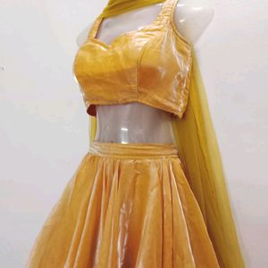 Organza Mustard Lehenga Choli