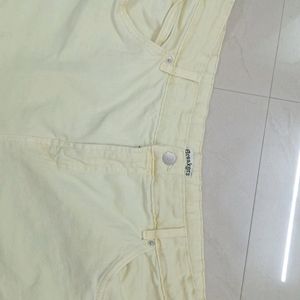 Off Yellow Denim Straight Jeans