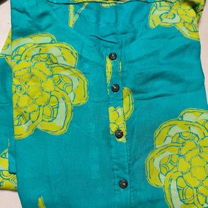 Light Green Yellow Flower Printed Dress