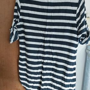 Black and white cotton striped Tunic top Daily wea