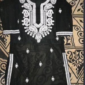 Black Chickenkari Georgette Kurti 🖤