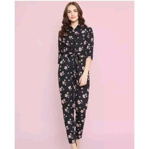 Trendy Floral BlackJumpsuit