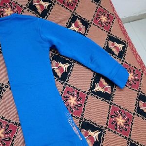 Sky Blue Woolen Top with Round Neck