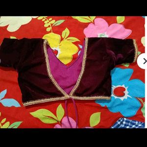 New Maroon Backless Velvet Blouse