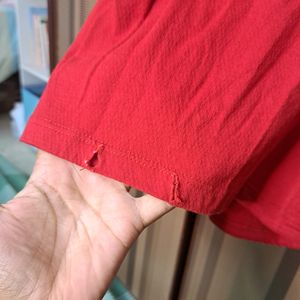 Comfortable Red Top With Front Ties