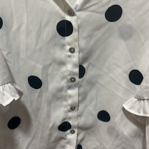 Polka Dots White Frill Max Top Can Be Worn Easily