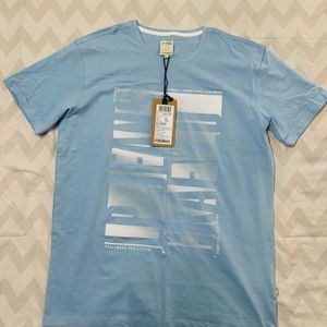 NEW Louis Philippe Jeans Men Blue Printed Tshirt