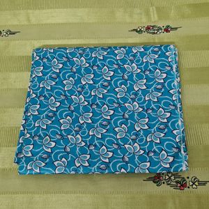 Turquoise blue printed cotton fabric