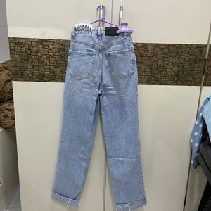 straight fit high waist denim jeans