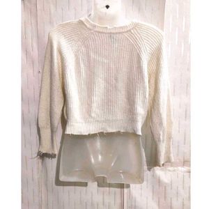 White Crop Sweater for Women's