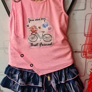 Skirt Top Denim For Kids