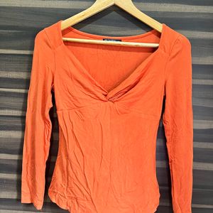 Deep Neck Orange Top