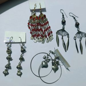 Silver Earrings Combo Of 4