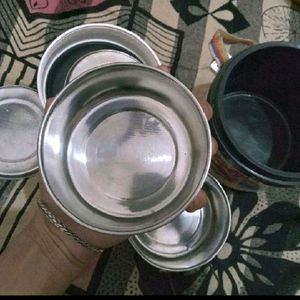 Double Box Steel With Lid Tiffin