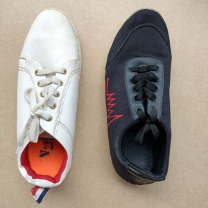 Men Canvas Casual Shoes Pack Of 2, White And Black