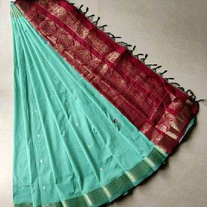 Soft Olive Green Saree