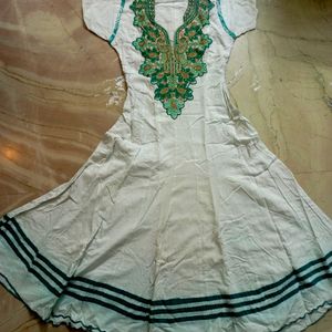 Cotton Anarkali With Embroidery Work