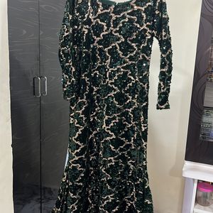 Bottle Green Sequence Gown