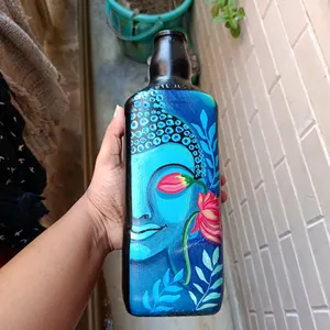 Hand-painted Buddha Painting On Glass Bottle