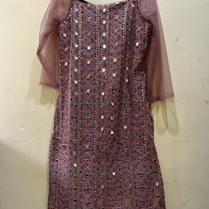 Neerus Ethnic Motifs Mirror Work Kurta Palazzo Set