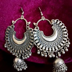 Oxidized Silver Jhumka Earring