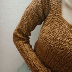 womens brown crochet top