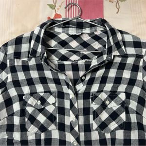 Black White Plaid Shirt Women