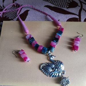 Pink And Black Chemical Beads Jewelry.