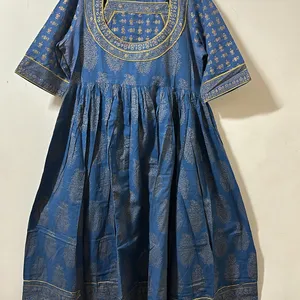 Full Flair Blue Printed Kurtha