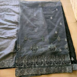 Black And Grey Partywear Saree 🖤