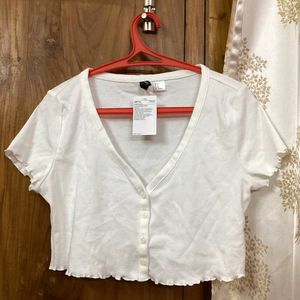 H&M cropped top blouse white